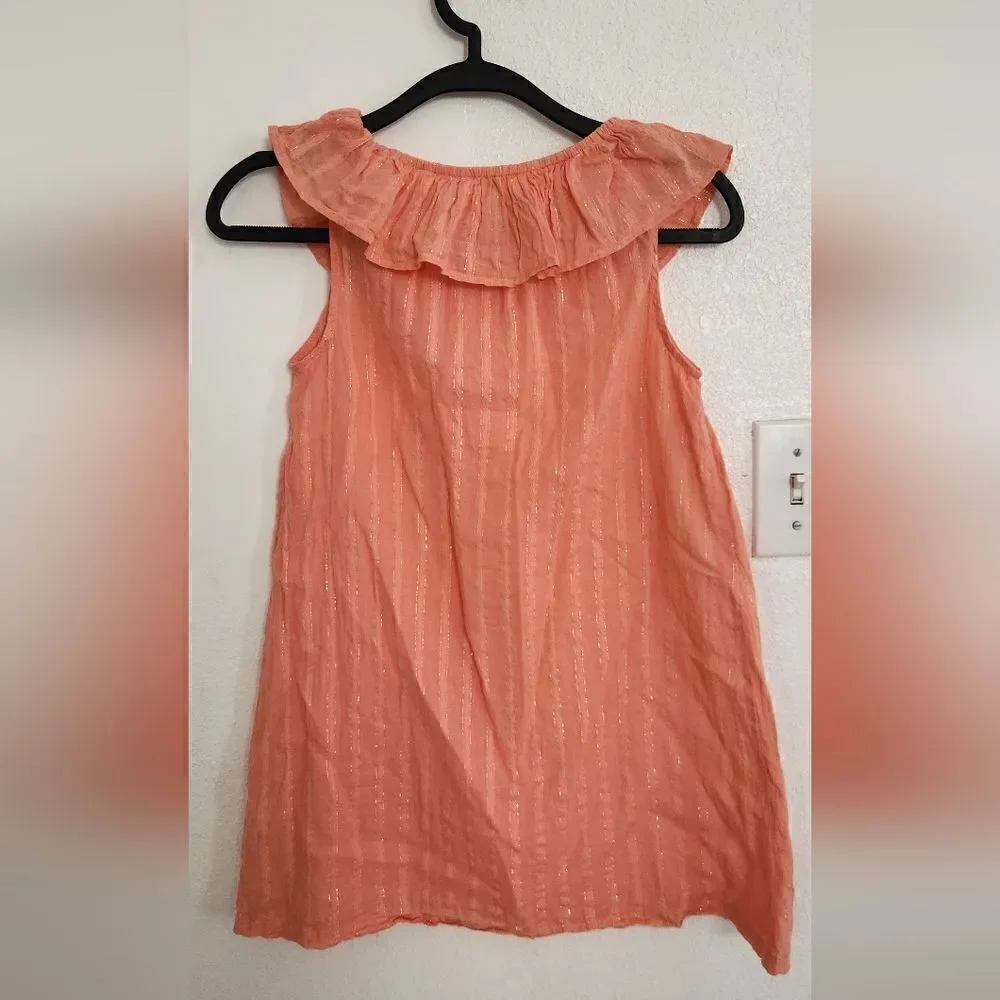 Janie and Jack Coral Gold Shimmer Stripe Swim Cover Dress Size 8